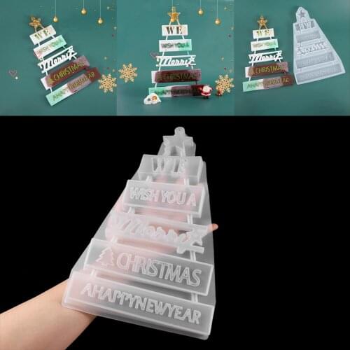 1pcs Merry Christmas Crystal Epoxy Resin Mold Christmas Tree Listing Decoration Silicone Mold For DIY Casting Resin Mold Tools