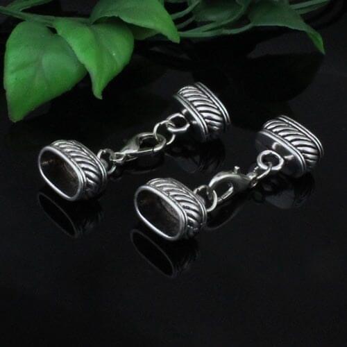 10sets/lot Fashion Zinc Alloy Cord End Caps Set Fit 7x12mm Cord for Necklace Bracelet Connectors Clasp Total Length:46mm K05220