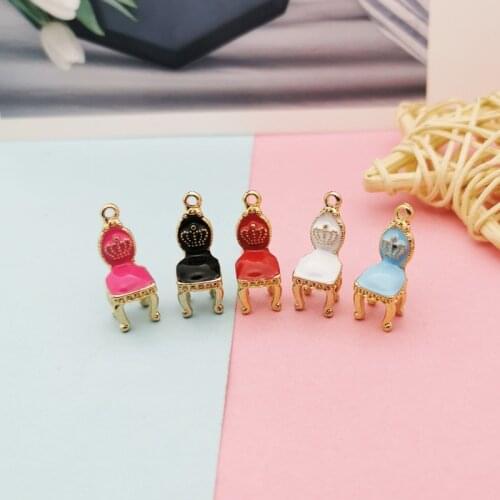 3D Chair Enamel Charms Gold Tone Oil Drop Pendant DIY Bracelet Womens Necklaces Jewelry DIY Making 10pcs