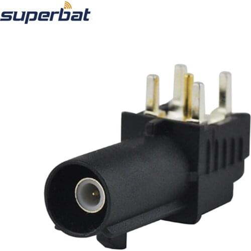 Superbat 10pcs Fakra SMB Plug Male PCB Mount Right Angle RF Coaxial Connector Black/9005 Satellite Radio Connector