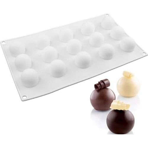 15 Hole Round Ball Shaped Baking Cake Moulds 3D Silicone Molds Mini Truffle Cake Mold For Dessert Muffin Brownie Pudding Jelly