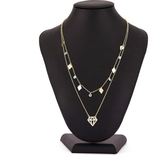 2021 jul new design necklace for women fashion necklace 14k gold Diamonds Double layer Necklace
