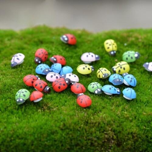 50pcs Mini 1.4*0.9cm Wooden Ladybug Sponge Stickers Mini Fridge Magnets for Scrapbooking Micro Landscape Decor D3