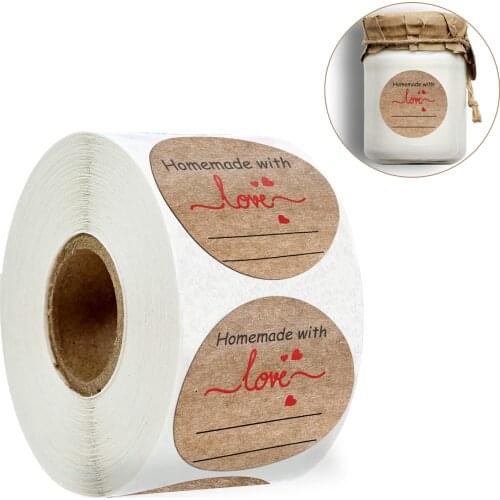 500pcs/roll kraft paper homemade with love stickers scrapbooking for envelope and package sticker seal label stationery handmade