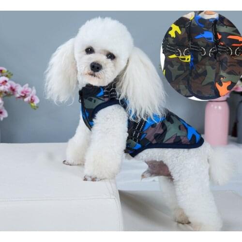 6 Pcs Pet Camouflage Dog Coat Windproof Winter Cotton Jacket Chest Strap Harness Vest for Small Medium Dogs Wholesale X2