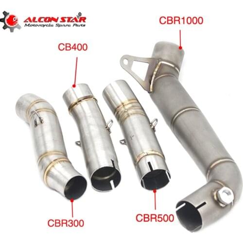 Alconstar-CBR300 CB400 CBR500 CBR1000 Motorcycle Exhaust Muffler Middle Link Pipe Slip On For HONDA CBR300 CB400 CBR500 CBR1000