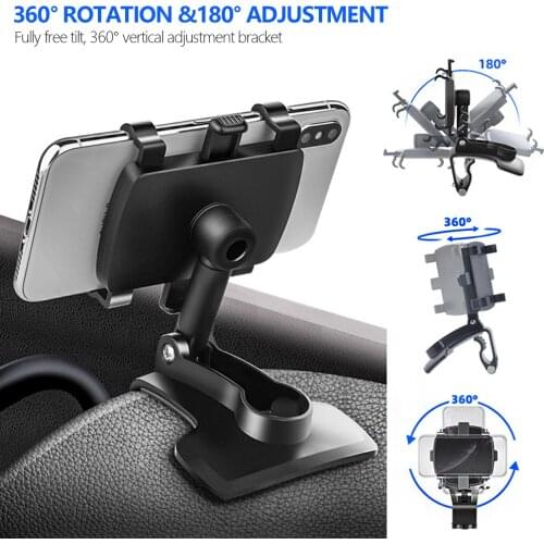 Car Dashboard Mount Phone Holder Stand Clip on Cradle Universal Mobile Phone GPS Bracket Rotatable 360° 180