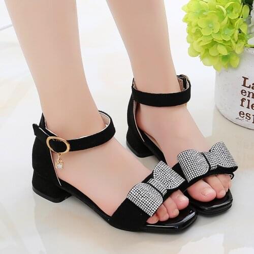 Girl Princess Fashion Crystal Bow Dance Party Kid Shoes ChildrenS Wedge High Heel Beach Summer Sandals 3 4 5 6 7 8 9 10 11 12