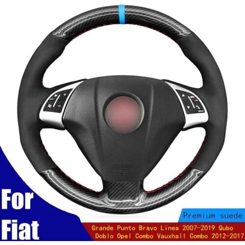Steering Wheel Cover PU Carbon Fiber For Fiat Grande Punto Bravo Linea 2007-2019 Qubo Doblo Opel Combo Vauxhall Combo 2012-2017