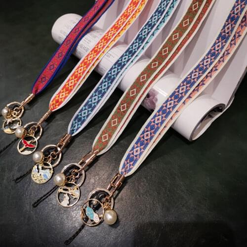 Linen Braid Long Phone Lanyard for iphone huawei samsung redmi xiaomi Chinese Necklace Strap for Working ID Card Badge Keychain