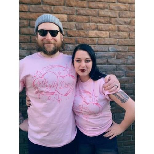 Eat and Die cute T-Shirt women unisex aesthetic graphic grunge tumblr Candy Hearts camisetas vintage funny casual tee top tshirt