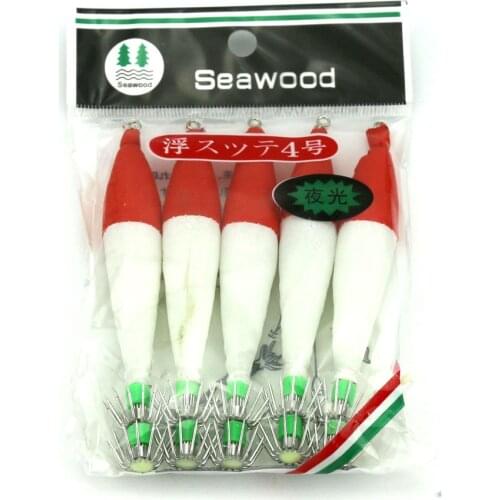 HENGJIA 5PCS 10.5CM 6.3G Luminous Squid Jig Artificial Bass Bait 5 Colors Fishing Tackle