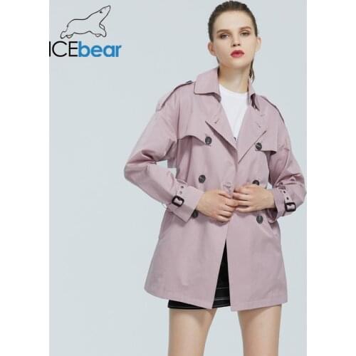 ICEbear 2020 Womens spring windbreaker stylish casual female lapel trench coat quality brand women clothing GWF20027D