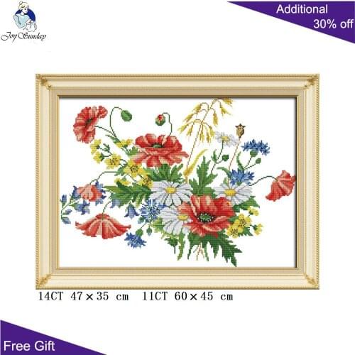Joy Sunday Blooming Flowers Home Decoration H690(4) 14CT 11CT Stamped and Counted The Flowers Are In Full Bloom Cross Stitch Set