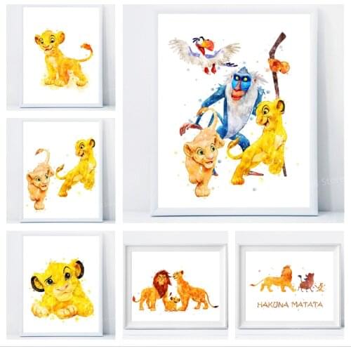Disney Lion King Canvas Painting Cartoon Protagonist Animal Poster Wall Art Prints Pictures Child Bedroom Dorm Home Decor