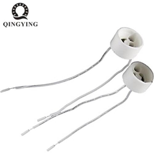 5pcs GU10 Ceramic Socket 10cm 15cm 20cm length For Halogen Ceramic Light Bulb Lamps Holder Base Wire Jack