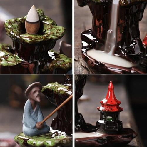Ceramic Backflow Incense Holder Waterfall Incense Burner Aromatherapy for Home Office Yoga Aromatcherapy