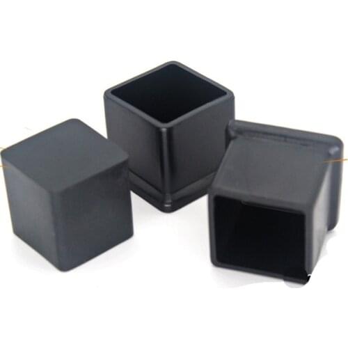 Stool Foot Cap Stainless Steel Head Black Sealing PVC Square Tube Plastic Foot Cover Plug Pipe Connector