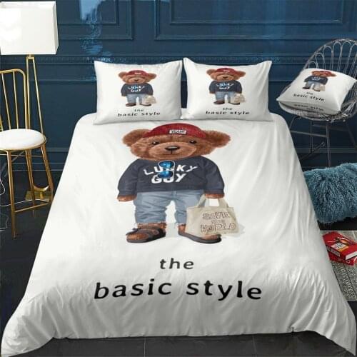 Bear Quilt Cover Pillowcase 3Piece Comforter Bedding Set With Pillow Case Single Double Duvet Cover Home Decora