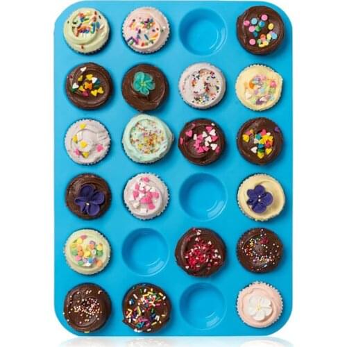 Round Silicone Cake Mold DIY 24-Cavity Heat-resistant Chocolate Mold Baking Pan for Cake Kitchen Accessories