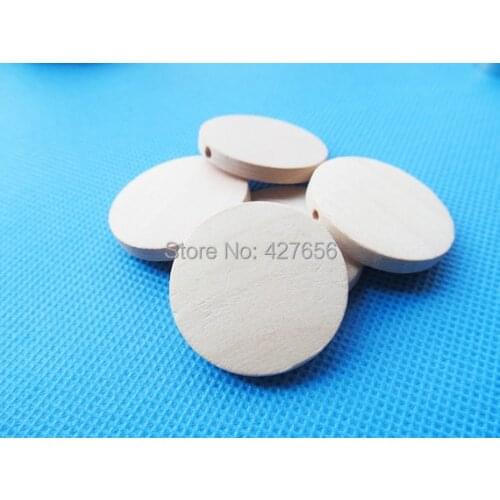 50pcs 30mm Unfinished Thick Flat Circle Round Discs Natural Wood Spacer Beads Pendant Charm Findings,Hole through,DIY Accessory