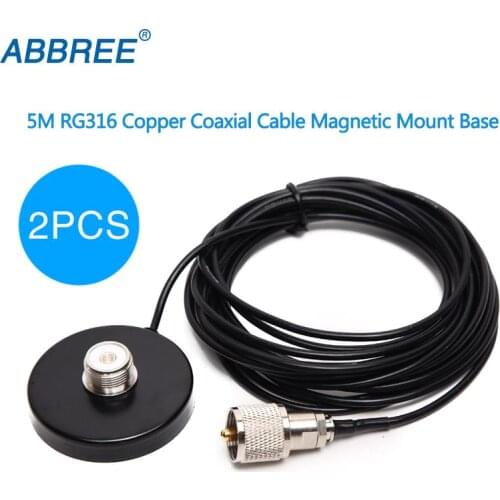 2PCS Magnet Antenna Mount 5M Feeder Cable for Mobile Mobile Walkie Talkie 5.5CM Diameter Connector PL259 Magnetic Antenna Base
