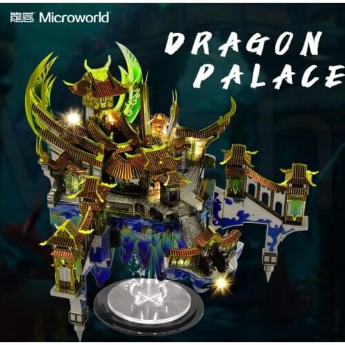 Microworld 3D metal puzzle Dragon Palace building model kits DIY Laser Cut Jigsaw gifts For Adult Educational Toys Desktop