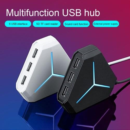 Multi USB 3.0 Hub USB Splitter TF SD Card Reader with microphone interface High Speed 6 Ports Hub For PC Computer Accessories