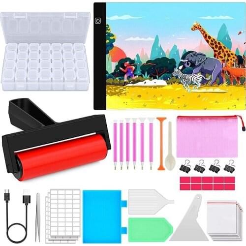 5D Diamond Art Supplies Painting Kits For Beginner Adults Diamond Painting Accessories And Tools Kits With LED Light Pad