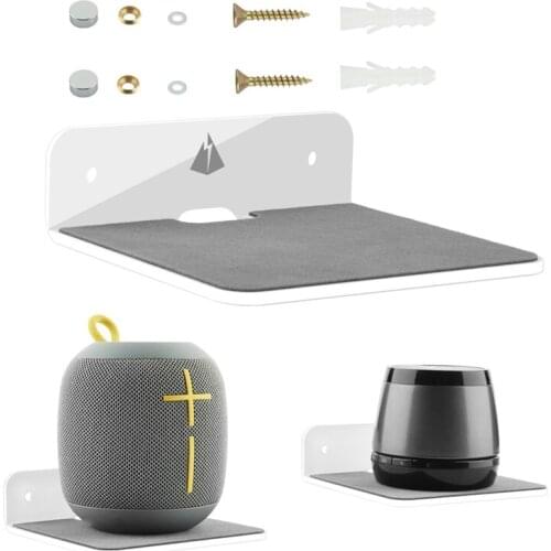 2Pack Wall Shelf Speaker Stand, Acrylic Wall Mount Display Shelf for Bluetooth Speaker, Webcam, Cell Phones,Toy