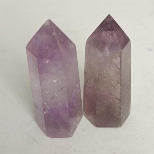 Natural Fluorite Quartz Crystal Stone Healing Amethyst Hexagonal Wand Point Fantasy purple natural single-pointed colorful