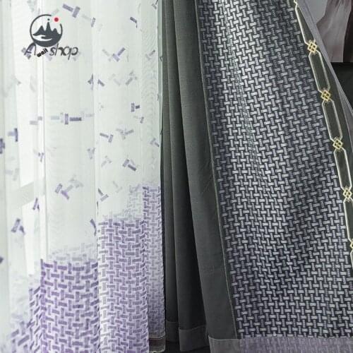 AS New Simple Modern Thick Shading Nordic Flannel Embroidered Bay Window Light Luxury Curtains for Living Dining Room Bedroom