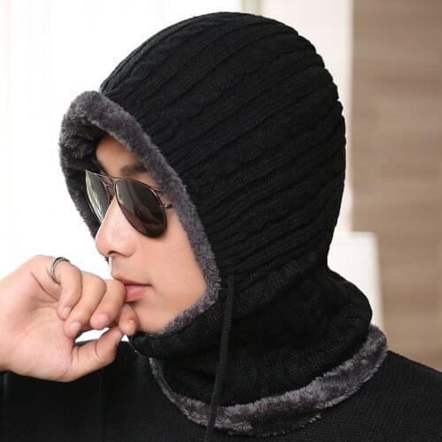 New Unisex Winter Knitted Hats With Bib Male Outdoor CyclingMen Women Warm Velvet Beanie Skullies Knit Hat Caps Wholesale