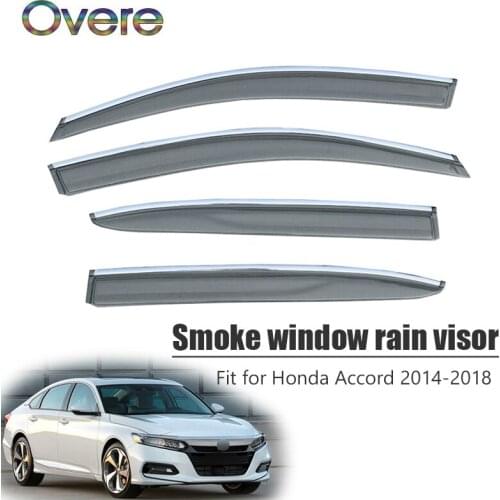 Overe 4Pcs/1Set Smoke Window Rain Visor For Honda Accord 2014 2015 2016 2017 2018 ABS Awnings Shelters Guard Accessories