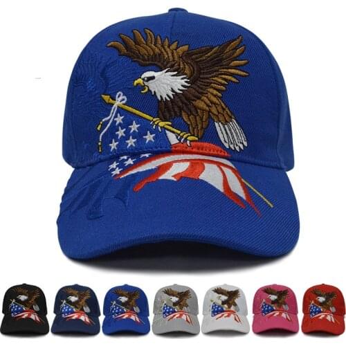 2020 Patriotic American Eagle and American Flag Baseball Cap USA Bald Eagle 3D Embroidery Snapback Hats Men Cap Fast Logistics