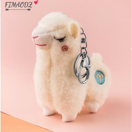 FIMAODZ Alpaca Plush Keychain Stuffed Animal Sheep Dolls Toy Pendant Lobster Key Chain Kids Women Birthday Gift