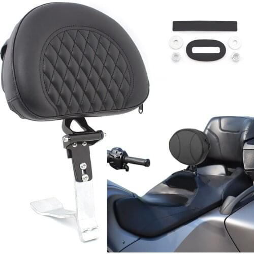 Motorcycle Driver Backrest Pad Black Diamond Rider Backrest Adjustable Storage Pouch For Can-am Can Am 10-19 Spyder RT Seats