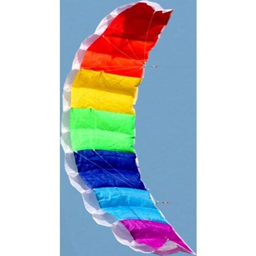 Professional 1.4/2/2.7m Dual Line Parafoil Kite With Control Bar Line Power Braid Sailing Kitesurf Rainbow Sports Beach
