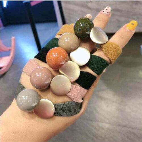 Woman Acrylic Ball Hair Ties Colorful Scrunchies Ponytail Holder Girls Rabbit Elastic Hairband Rubber Rope Ladies Accessories