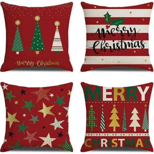 Merry Christmas Cushion Cover Sofa Decorative Christmas Tree Cushion Case Cheap Linen Pillowcases 45*45cm kussensloop
