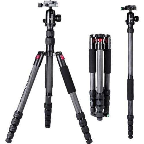 Manbily CZ-305 61'' Carbon Fiber Tripod Camera DSLR Travel Photo Detachable Monopod Panorama Ballhead Macro Quick Lock Carry Bag