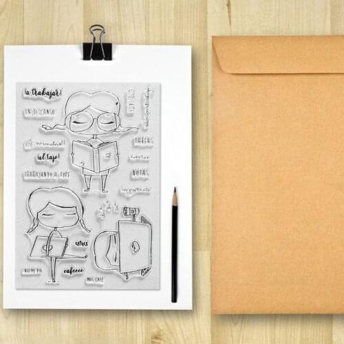 Reading Girl Silicone Clear Seal Stamp DIY Scrapbooking Embossing Photo Album Decorative Paper Card Craft Art Handmade Gift 85DA