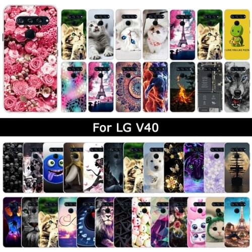 Soft TPU Silicone Case For LG V40 ThinQ Animal Cat Cute Patterned Cover For LGV40 ThinQ Soft Phone Cases Shells Fundas Coque