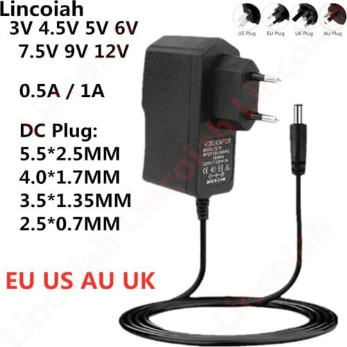 AC 110-240V DC 3V 4.5V 5V 6V 7.5V 9V 12V Universal Adapter 0.5A 1A Power Supply Charger 12 V Volt for LED Light Strip CCTV TVbox