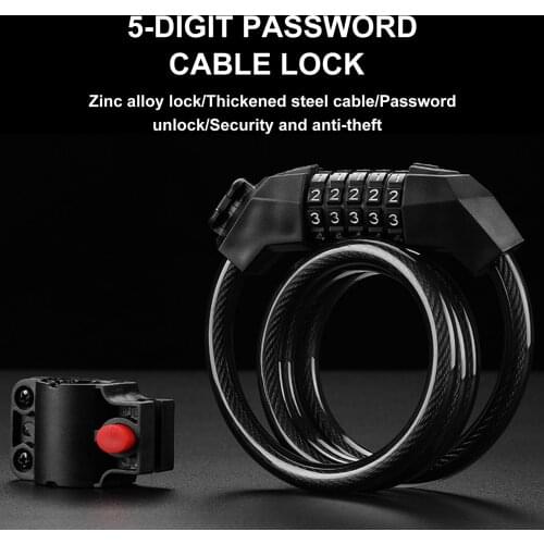 Universal Anti-Theft Bike Bicycle Lock Stainless Steel Cable Coil For Motorcycle Cycle MTB Security Lock With Five-digit Code