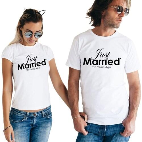 Funny T Shirt Couples 10 Year Anniversary Gift Femme Loves Tees Couple Clothes Just Married 10 Years Ago Marriage T Shirt