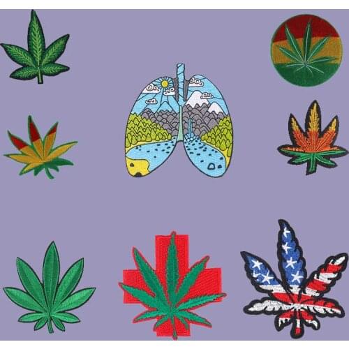 Green Leaf Iron on Patches For Clothes For T-shirt Accessories Applique Decor Embroidery Patch Sewing Iron Sticker DIY Patches