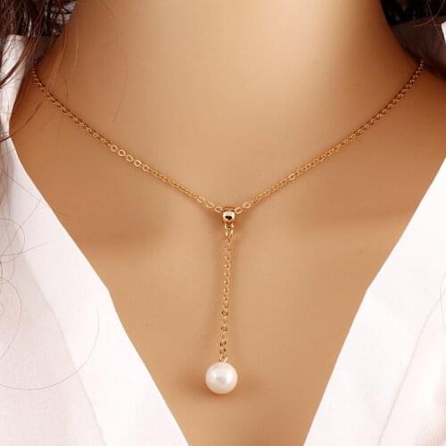 Pearl Necklace Fashion Temperament All-match Simple Single Metal Clothes Accessories Chain Bone Sweater Chain for Women 10pcs