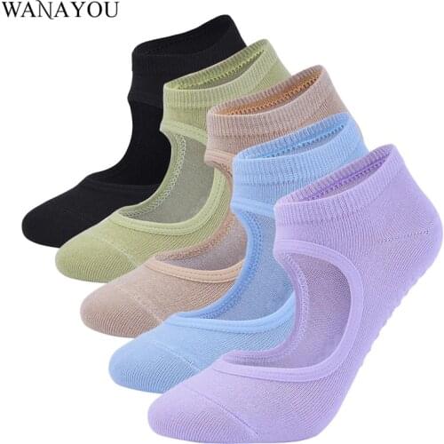 WANAYOU Women Quick-Drying Anti-Slip Yoga Socks Backless Breathable Cotton Pilates Socks Ballet Dance Fitness Gym Sports Socks
