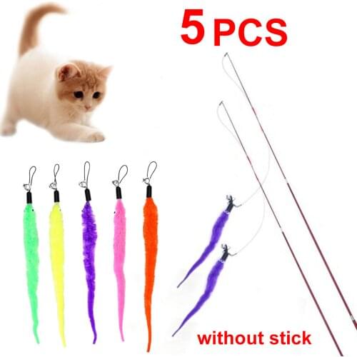 Pet Cat Interactive Toys Funny Cat Telescopic Feather Rod Teaser Rod Wand Interactive Toys Funny Stick Cat Training Supplies